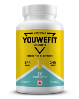 YouWeFit Omega-3 Fish Oil (60 Capsules), 1000mg Daily Strength Fish Oil Capsules (180mg EPA & 120mg DHA)