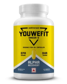 YouWeFit Omega-3 Alpha Recovery Capsules Triple Strength Fish Oil enhanced with 6 Antioxidants (Astaxanthin, Curcumin, CoQ10) for Peak Recovery