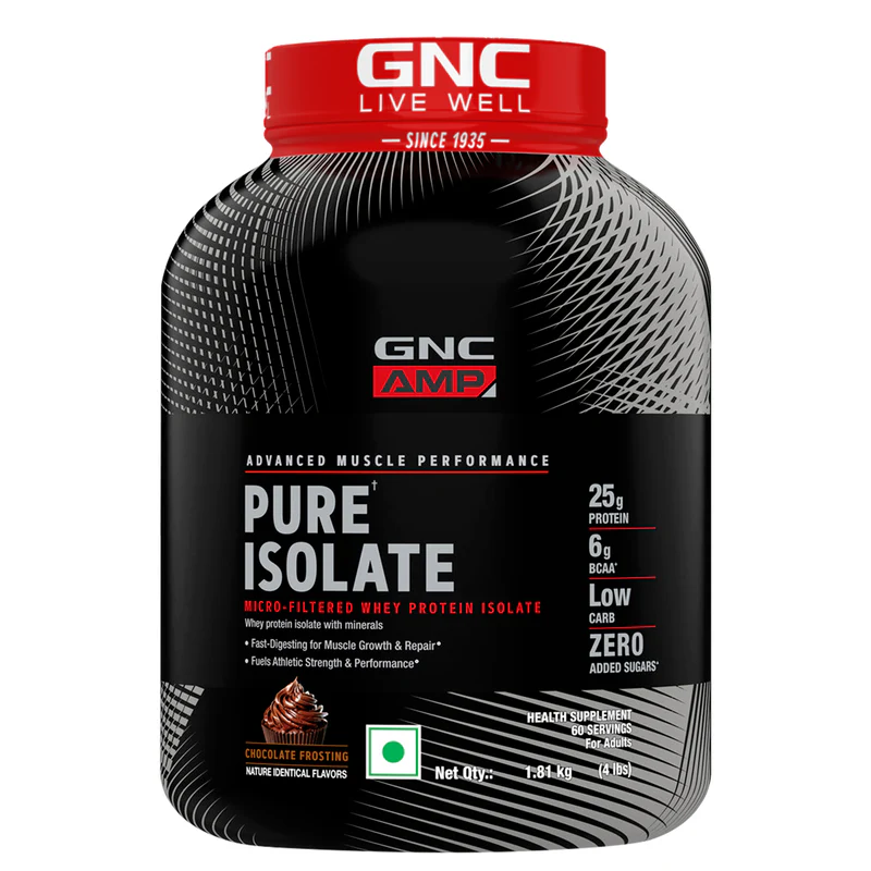 gnc amp pure isolate (low/zero carb) advanced muscle building to amplify muscle performance | informed choice certified