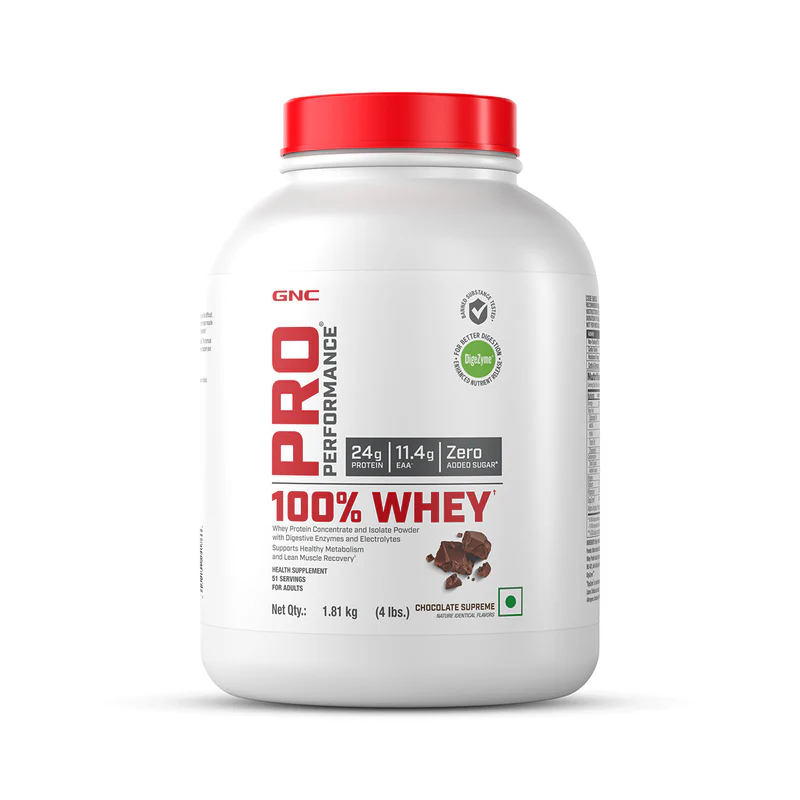 gnc 100% whey protein faster recovery & lean muscle gains 4 lbs | chocolate supreme (51 serves)