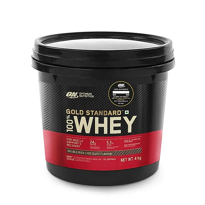 optimum nutrition gold standard 100% whey protein powder | double rich chocolate | 4 kg