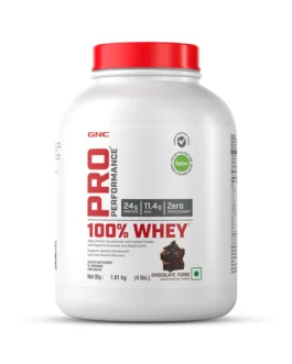 GNC 100% Whey Protein Faster Recovery & Lean Muscle Gains 4 lbs | Chocolate Fudge (51 serves)