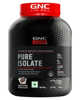 GNC AMP Pure Isolate (Low/Zero Carb) Advanced Muscle Building To Amplify Muscle Performance | Informed Choice Certified 4lb 4 lbs | Cookies & Cream