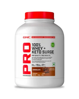 GNC 100% Whey + Keto Surge Promotes Fat Loss l Boosts Muscle Gains l Added Enzymes for Easy Digestion 24g of Protein | 4 lbs | Chocolate | 50 servings