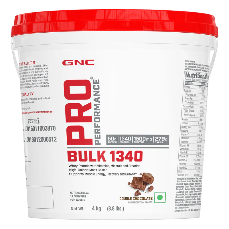 gnc pro performance powder bulk 1340 gain healthy weight & muscle mass 4 kg | double chocolate