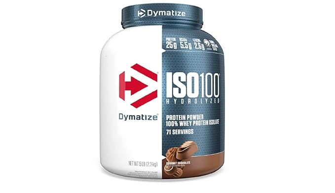 dymatize nutrition iso100 hydrolyzed whey protein isolate | fast digesting | muscle recovery formula with amino acids | low sugar & fat | gourmet chocolate | 5 lbs dymatize nutrition iso100 hydrolyzed whey protein isolate | fast digesting | muscle recovery formula with amino acids | low sugar & fat | gourmet chocolate | 5 lbs