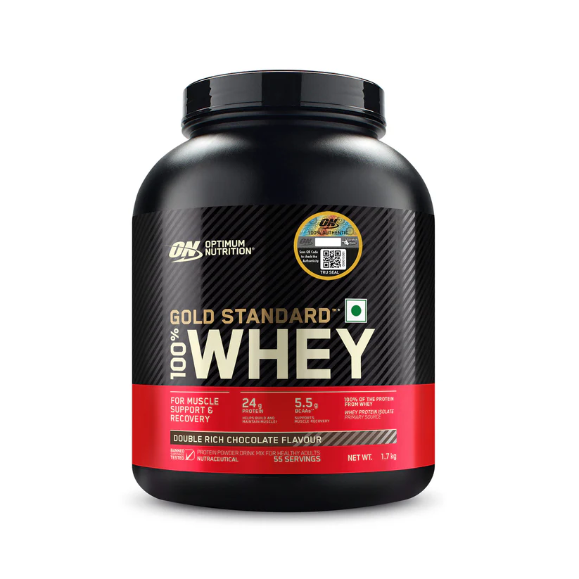 optimum nutrition gold standard 100% whey protein powder | double rich chocolate | 1.7 kg