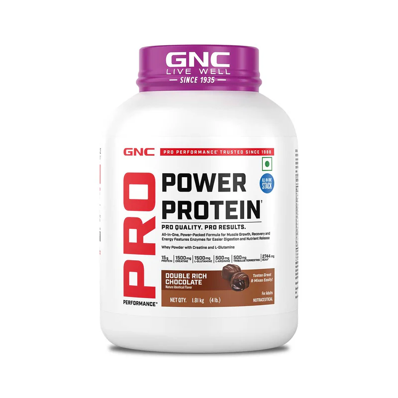 gnc pro performance power protein 6 in 1 stack for increased strength, recovery & muscle mass double rich chocolate | 4 lbs