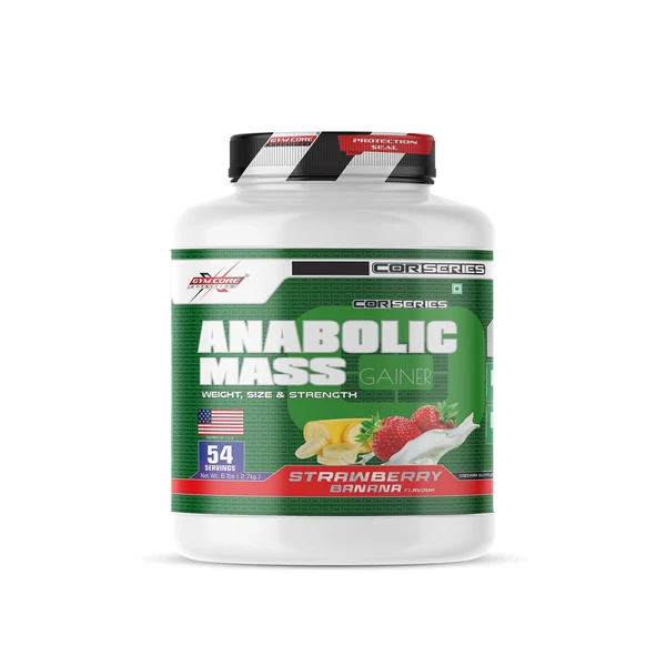 gym core nutrition anabolic mass gainer strawberry banana 6lb