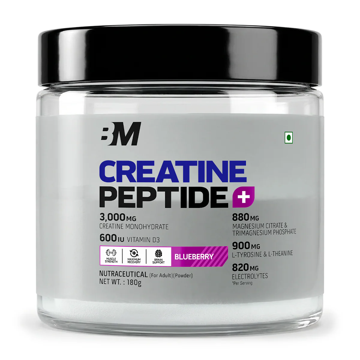 bigmuscles creatine + peptides blueberry 180g