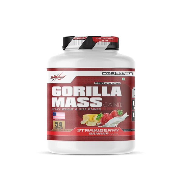 gym core nutrition gorilla mass gainer strawberry banana 6lb
