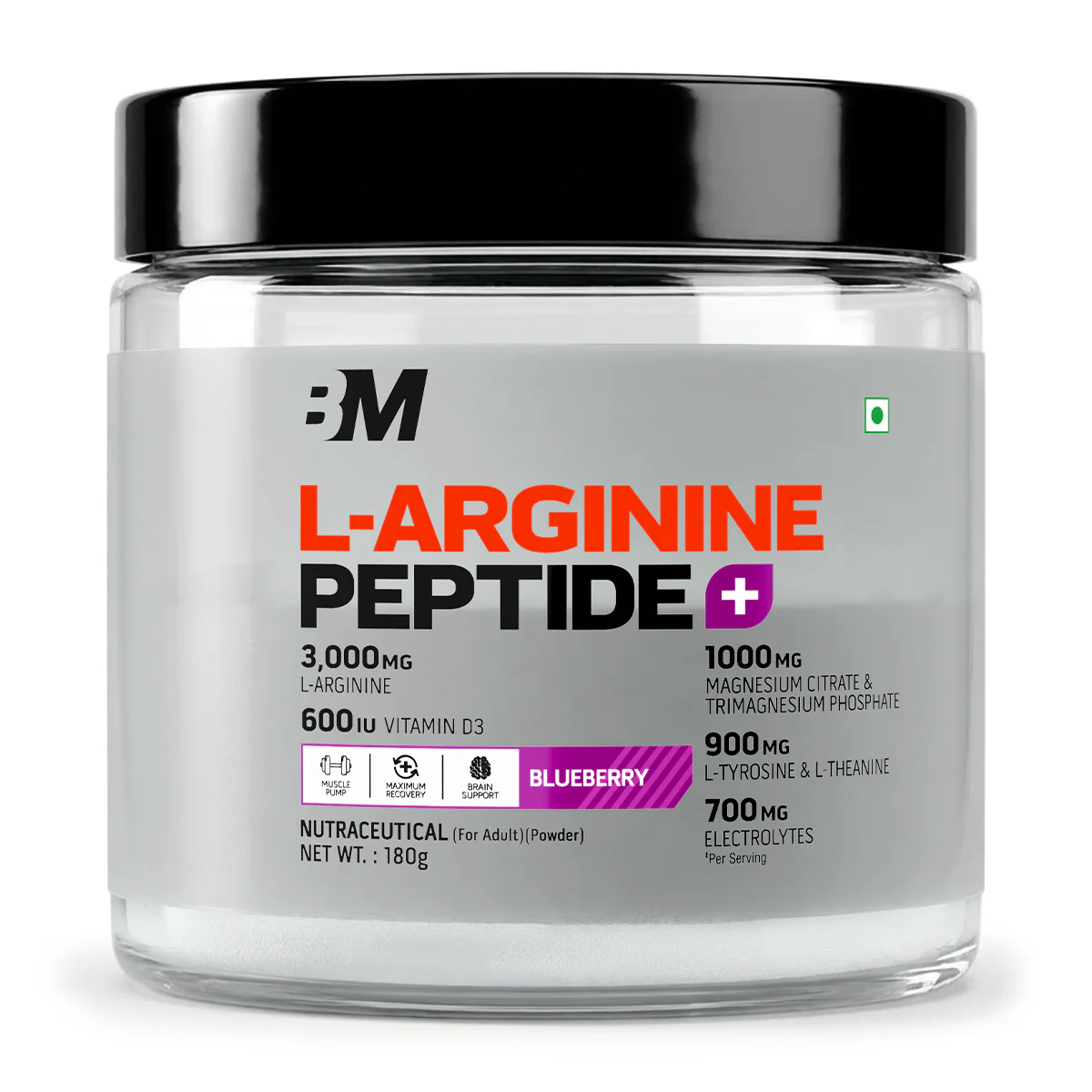 BigMuscles L-ARGININE + PEPTIDES Blueberry 180g bigmuscles l arginine + peptides blueberry 180g