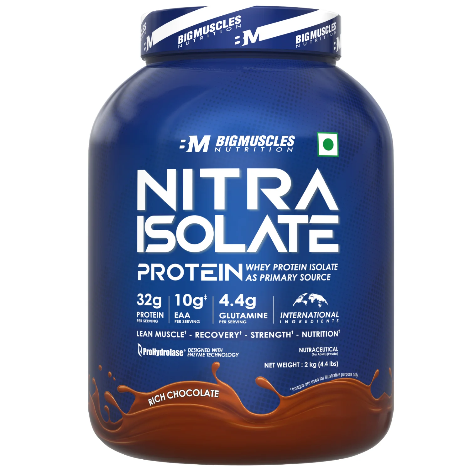BigMuscles Nitra Isolate Whey Protein Rich chocolate 2KG bigmuscles nitra isolate whey protein rich chocolate 2kg