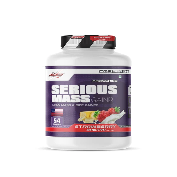 gym core nutrition serious mass gainer strawberry banana 6lb