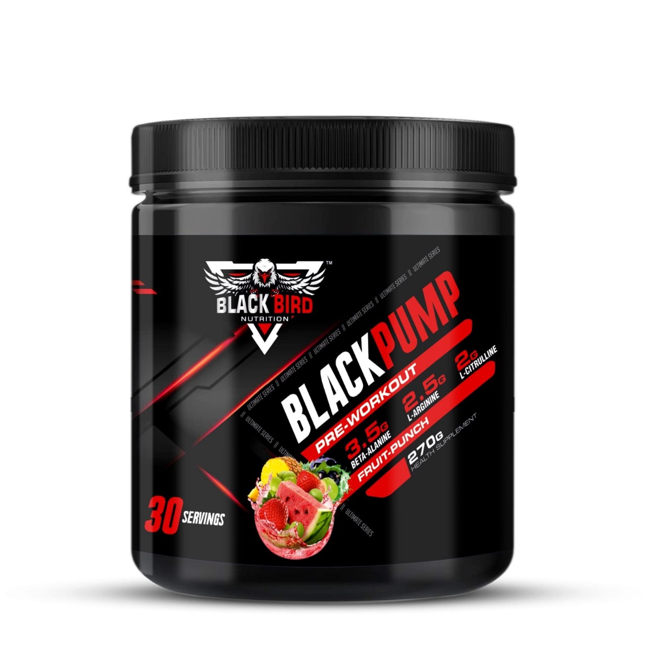 black bird black pump pre workout fruit punch 270 gm