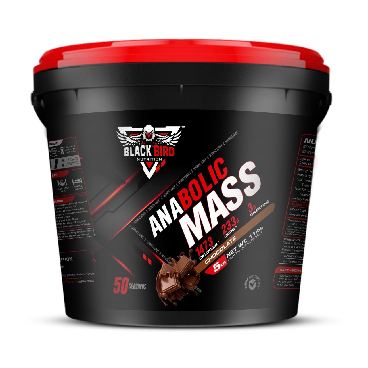 Black Bird Anabolic Mass Gainer Chocolate 5 KG black bird anabolic mass gainer chocolate 5 kg