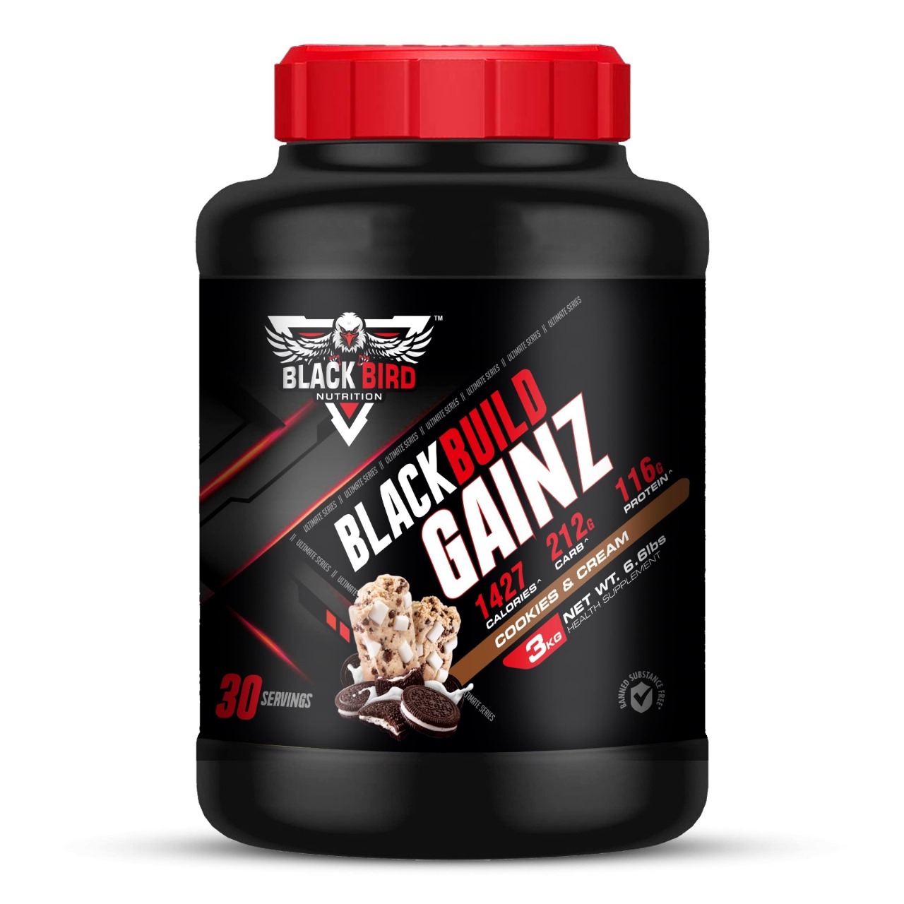 black bird black build gainz gainer chocolate brownie 3kg